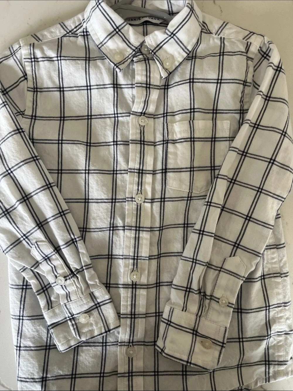 Janie and Jack Navy, Light Blue & White Plaid Button-Down Shirts